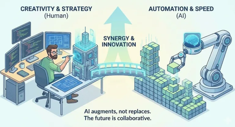 Infographic on: Why AI Won't Replace Developers Anytime Soon.
