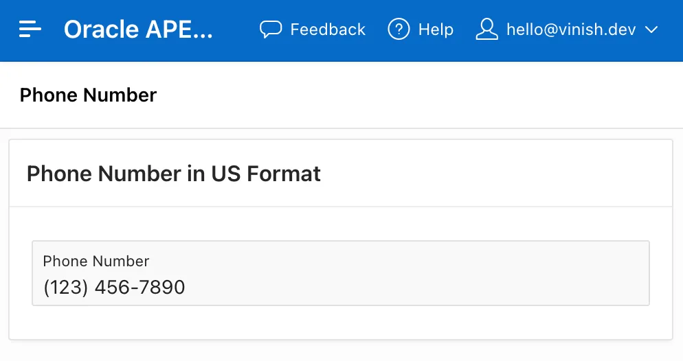 Formatting phone number in US format on lose focus in Oracle APEX.