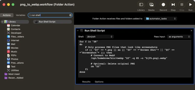 Automator configuration.