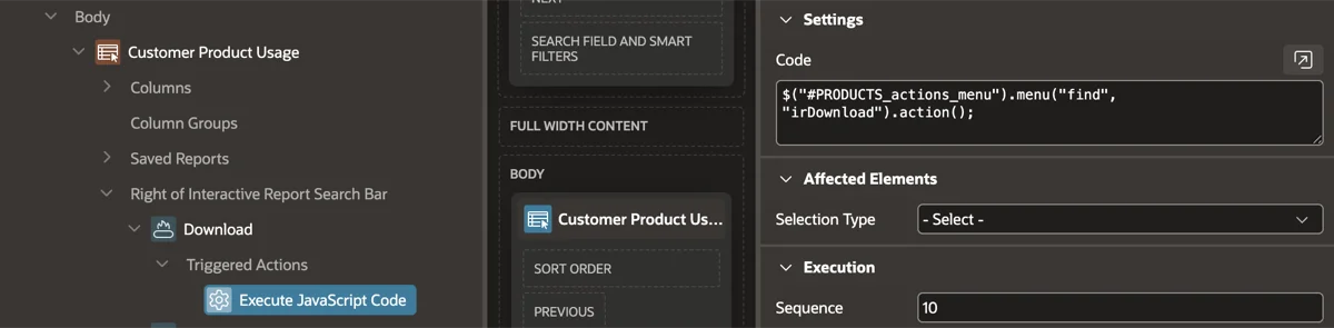 Add JavaScript code to the Dynamic Action