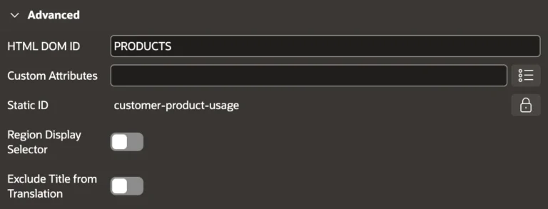 Set HTML DOM ID for the report in Oracle APEX.