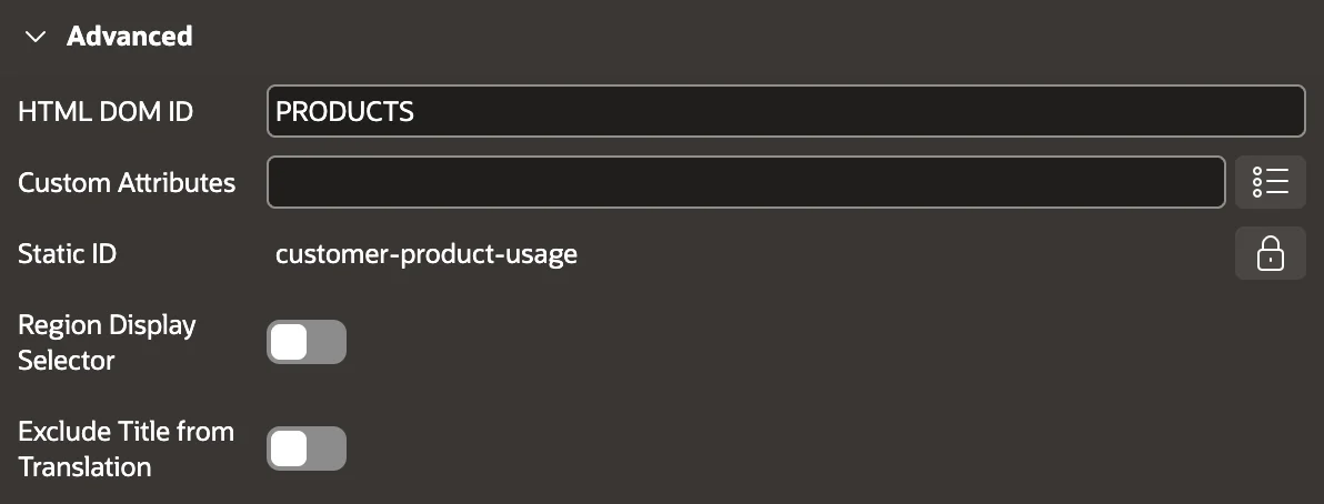Set HTML DOM ID for the report in Oracle APEX.