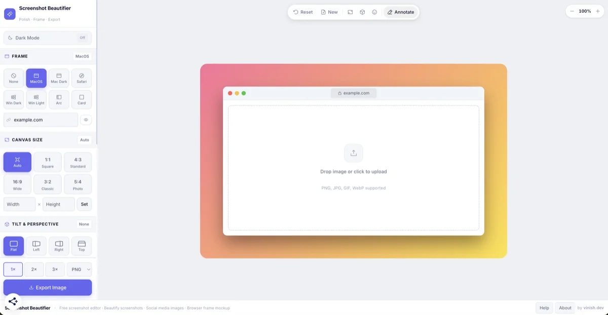 Screenshot beautifier web app.