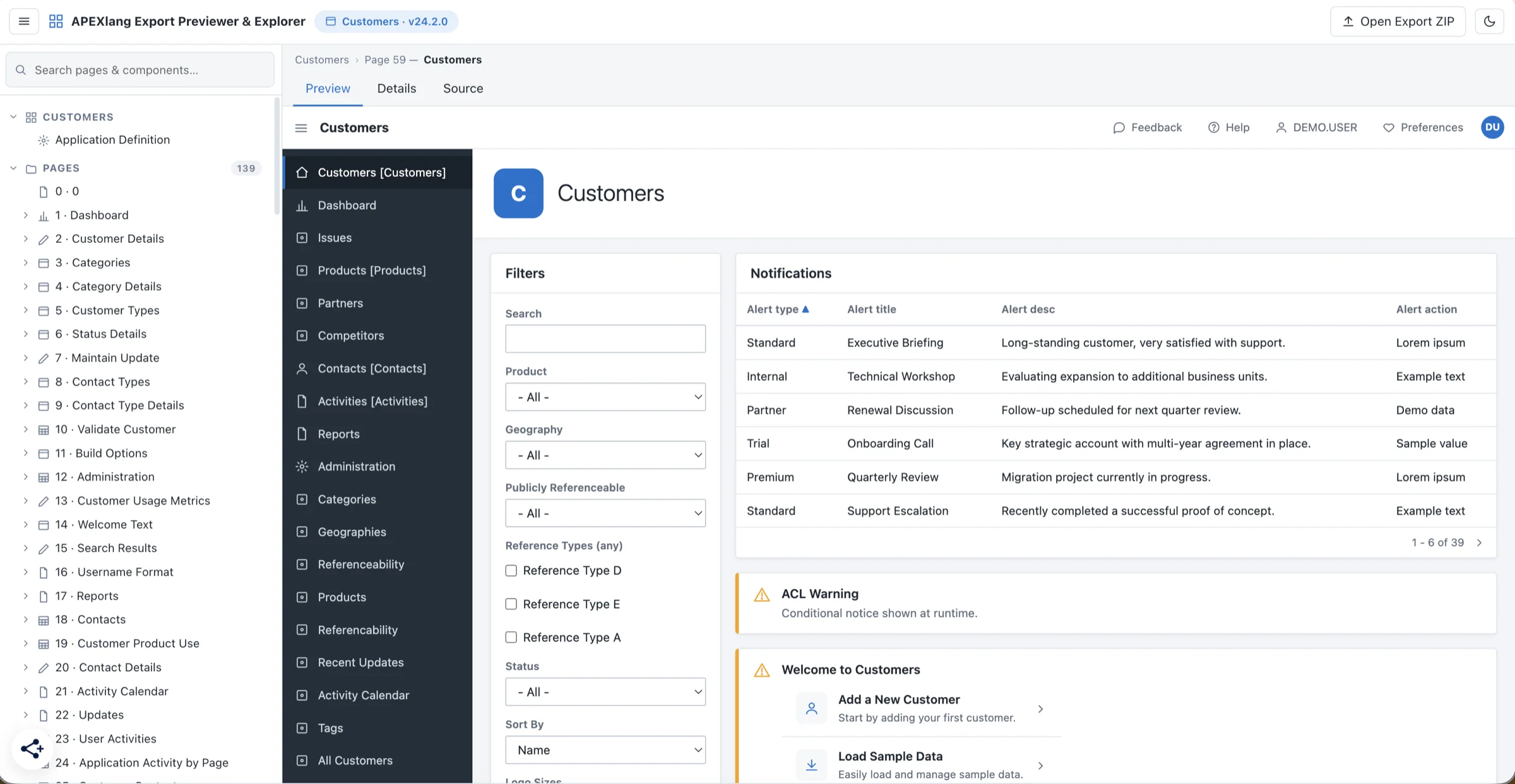 Preview Oracle APEX APEXlang Export Files