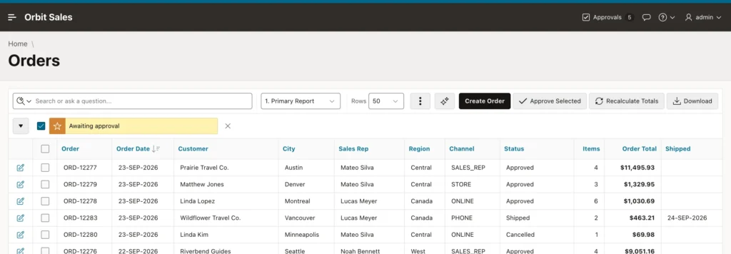 An interactive report with natural language search enabled in Oracle APEX