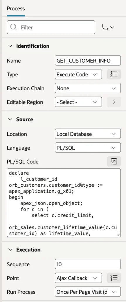 An Ajax Callback process in Oracle APEX