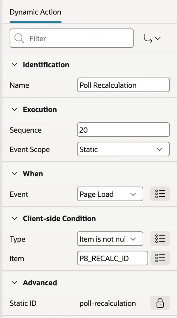 A dynamic action polling for background job progress in Oracle APEX