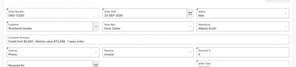 An Ajax-loaded summary updating after a customer change