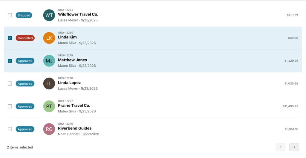 An Oracle APEX Content Row report with the second and third orders selected
