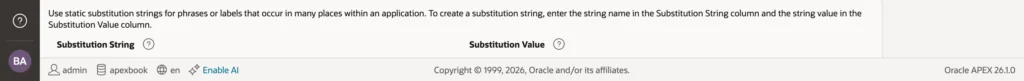 Application substitution strings in Oracle APEX