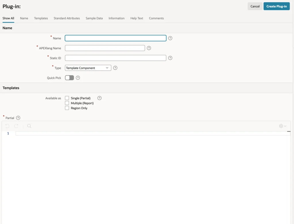 Creating a template component plug-in in Oracle APEX