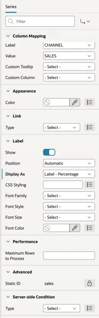Adding percentage data labels to a donut chart in Oracle APEX