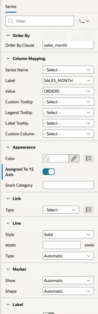 Assigning a chart series to the second y-axis in Oracle APEX