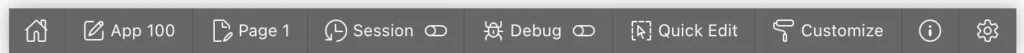 The Developer Toolbar at the bottom of a running Oracle APEX page