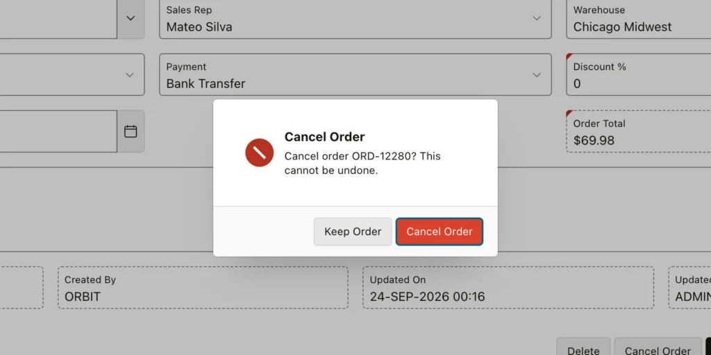 A confirmation dialog raised by a dynamic action in Oracle APEX