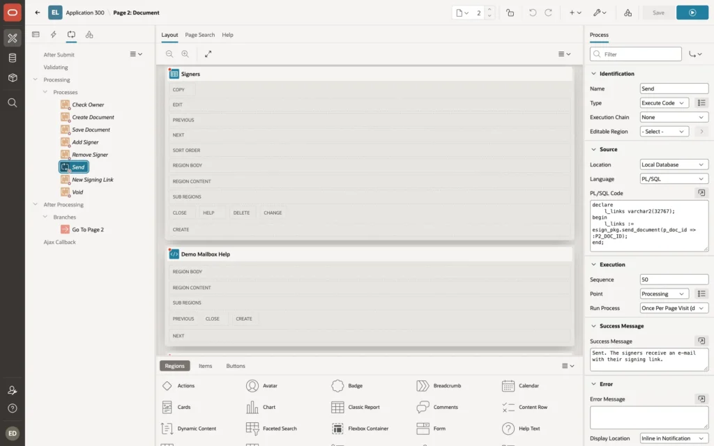 Page Designer Processing tab of page 2