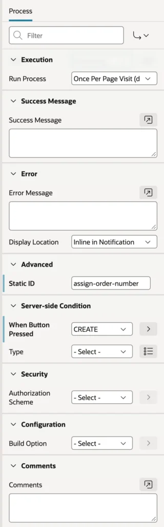 A PL/SQL process assigning a value before the form saves in Oracle APEX