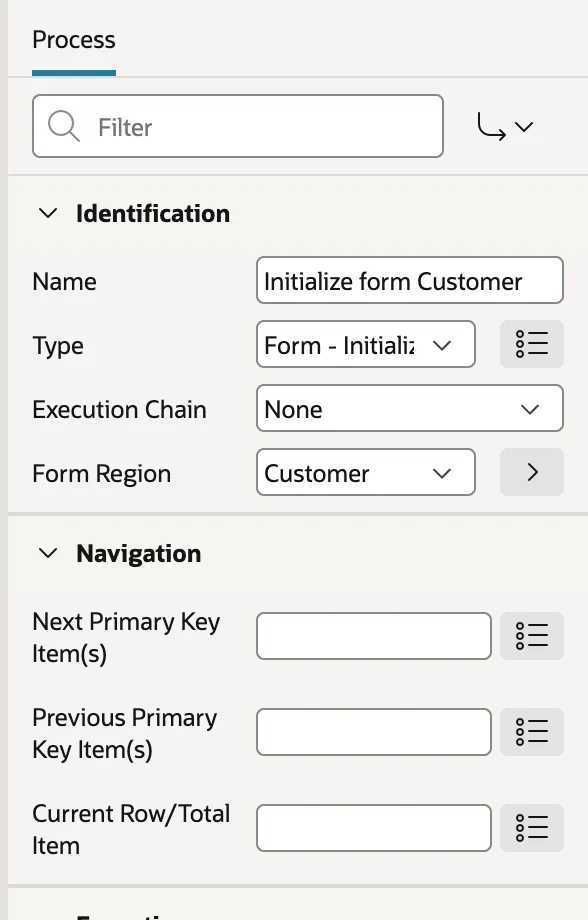 The form initialization process in Oracle APEX