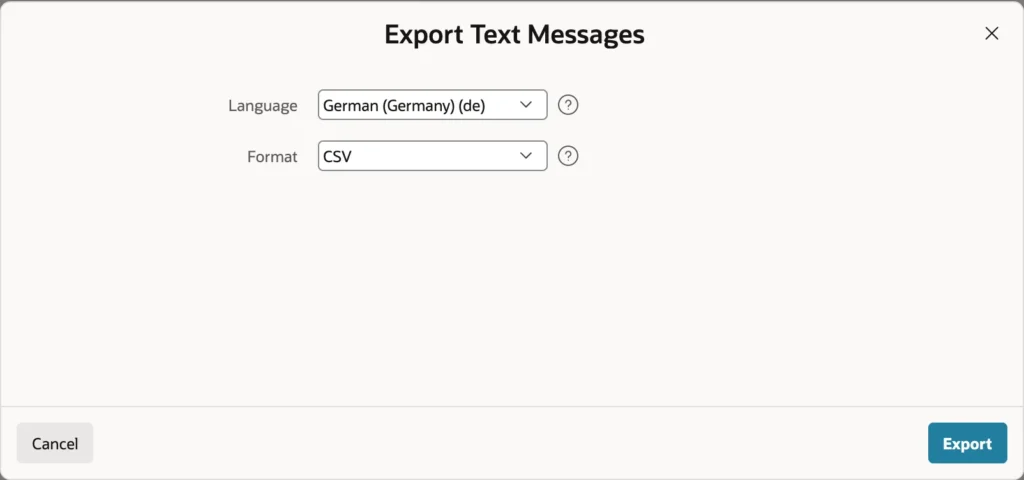 Exporting text messages for translation in Oracle APEX