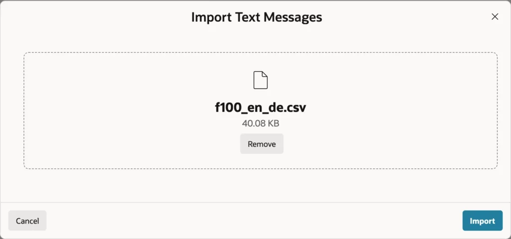 Importing translated text messages in Oracle APEX