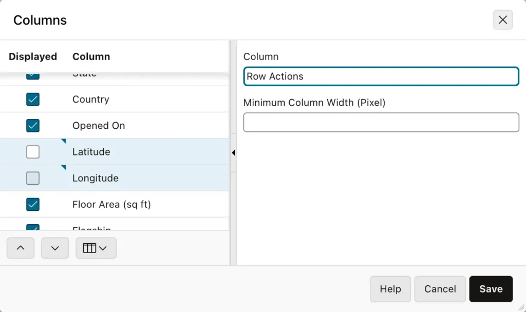 Hiding columns in the Columns dialog of an Oracle APEX interactive grid