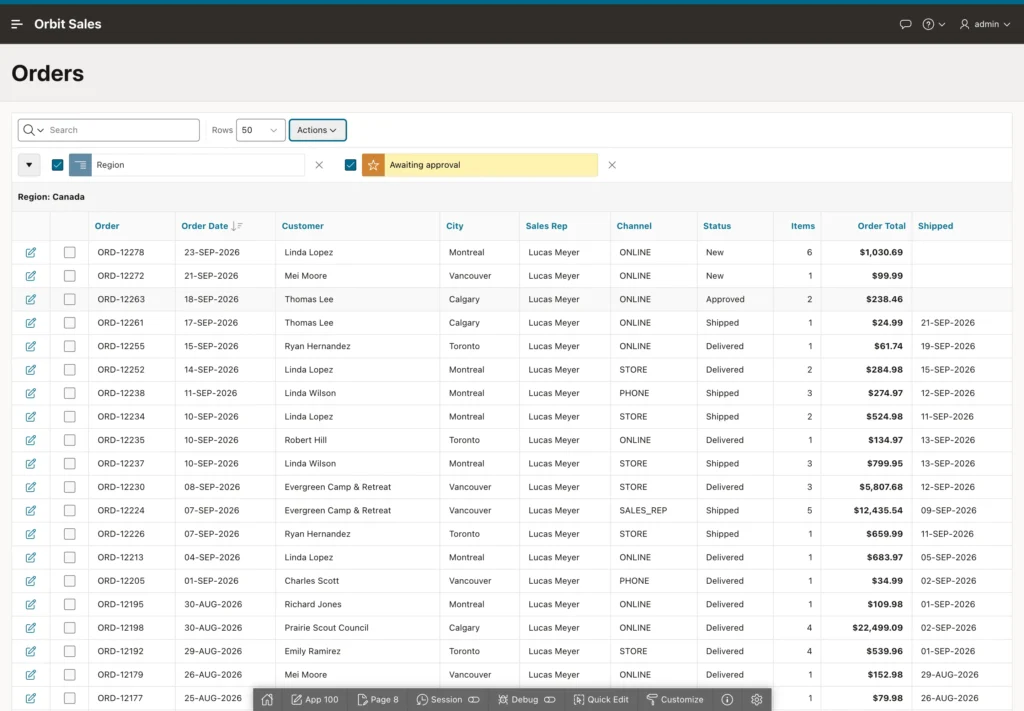 An interactive report with a control break and sum in Oracle APEX
