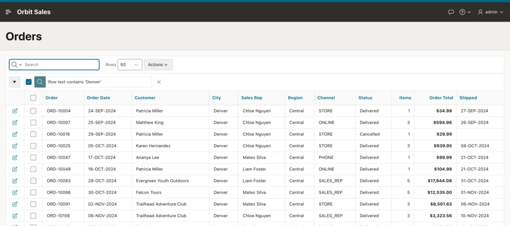 Searching an interactive report in Oracle APEX
