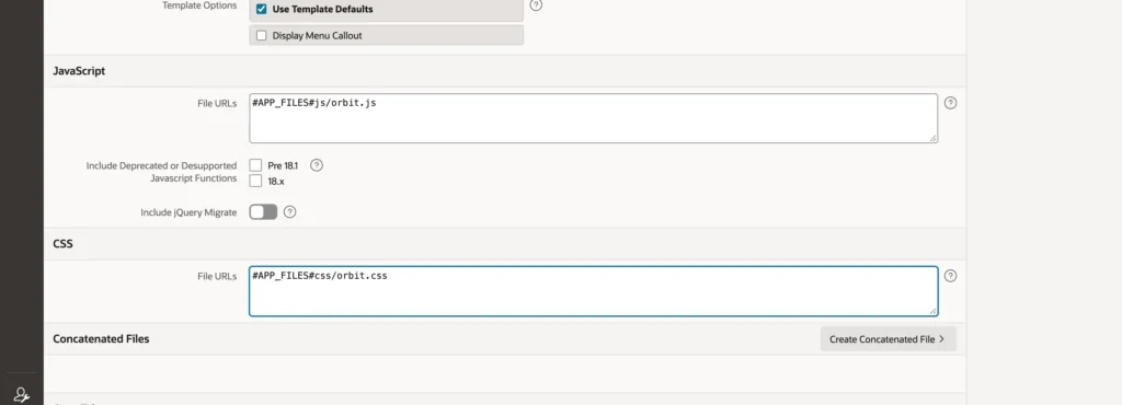 Setting application-level JavaScript and CSS file URLs in Oracle APEX