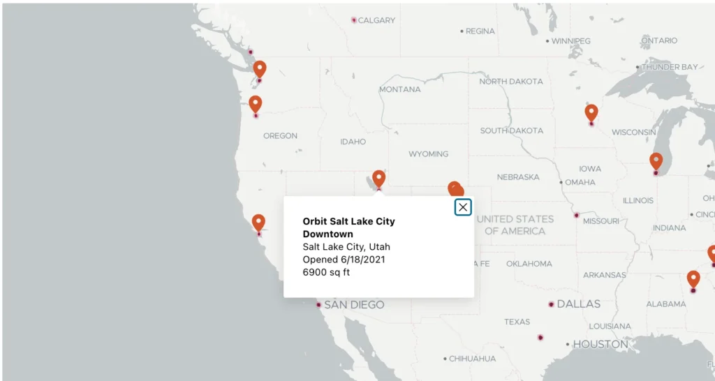 An info window open on a map point in Oracle APEX