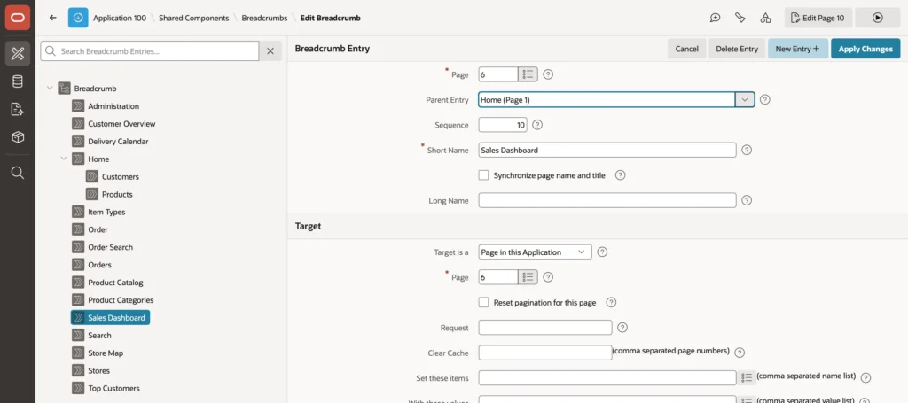 Setting the parent of a breadcrumb entry in Oracle APEX