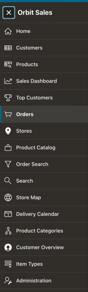 A flat Oracle APEX navigation menu with many entries