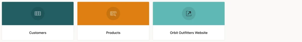 A list rendered as cards on an Oracle APEX home page