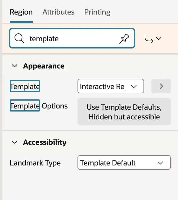 Filtering properties in the Oracle APEX Property Editor