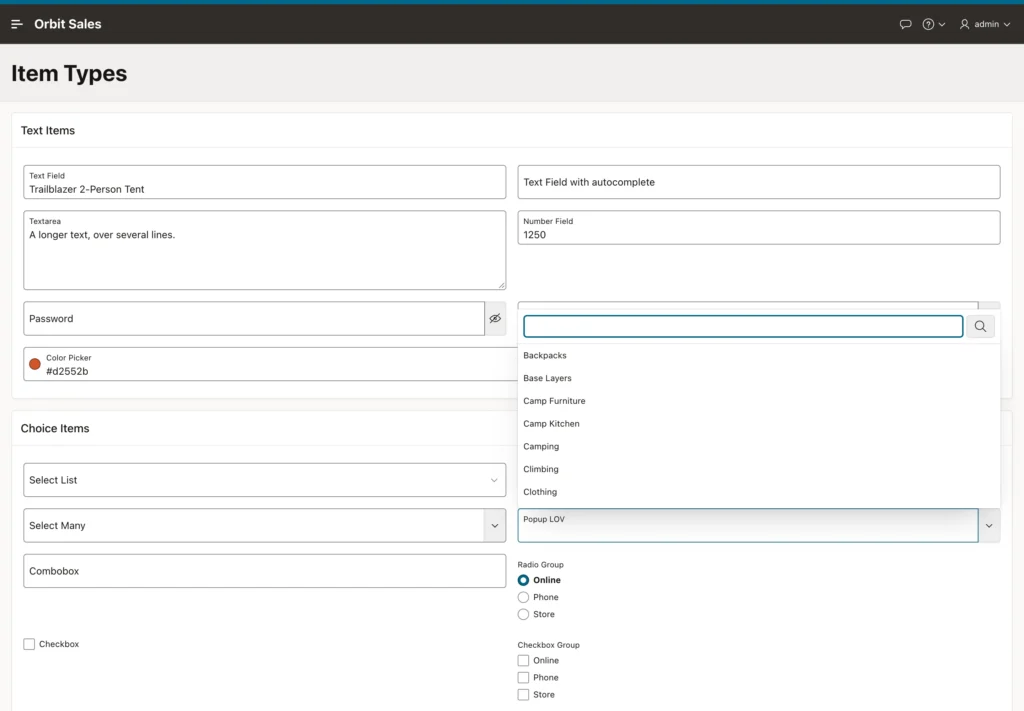 A popup list of values showing several columns in Oracle APEX