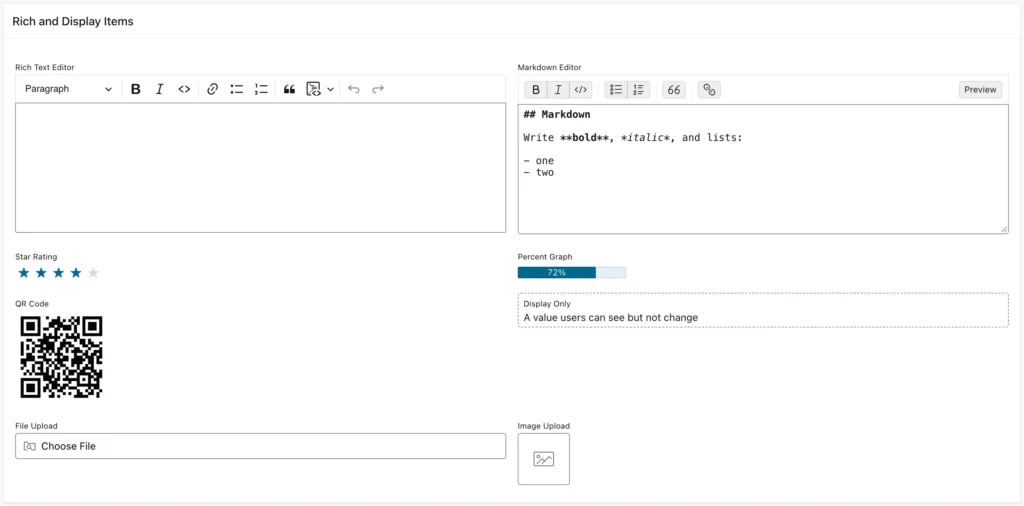 Rich and display-only page item types in Oracle APEX