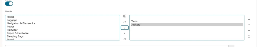 A shuttle item moving values between two lists in Oracle APEX