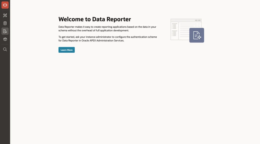 The Data Reporter tab in Oracle APEX 26.1