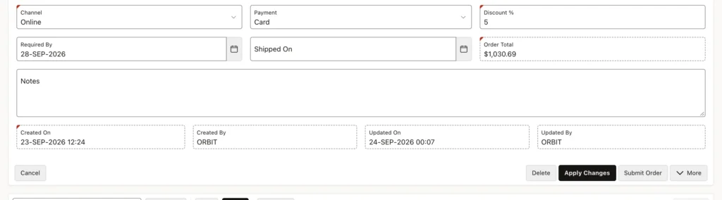A Submit Order button on an Oracle APEX form
