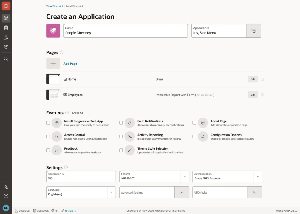 Create an Application page with the Home and Employees pages