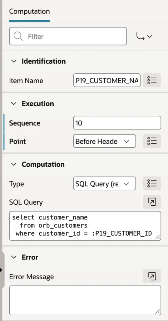 A computation setting an item value before a page renders in Oracle APEX
