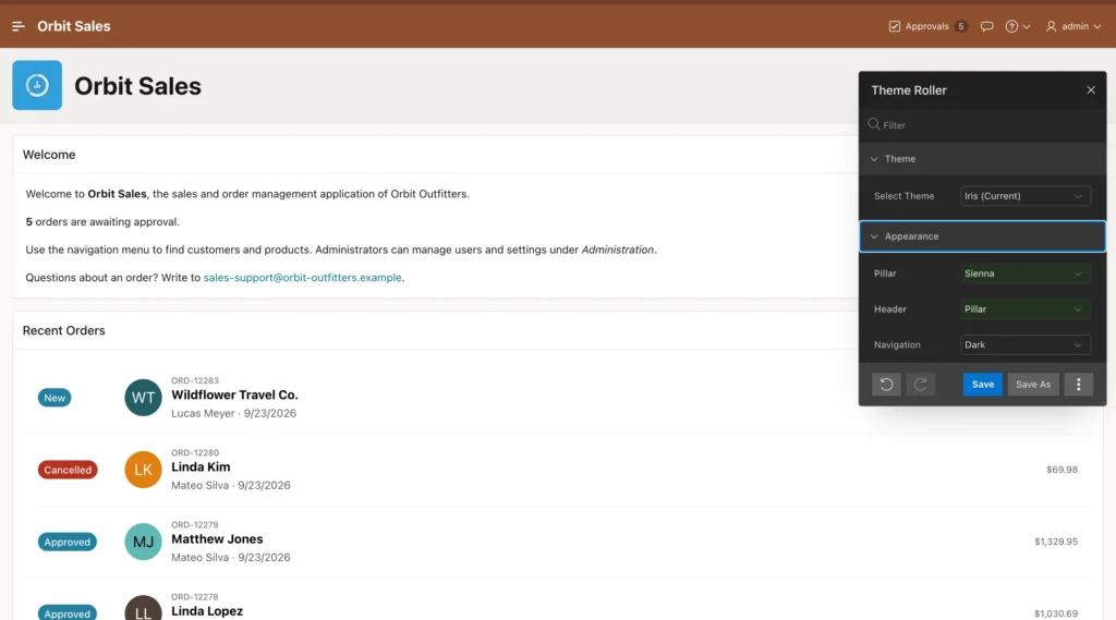 Adjusting the Iris theme style in Oracle APEX Theme Roller