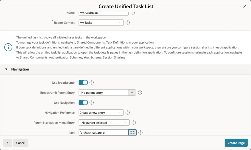 Creating a Unified Task List page in Oracle APEX