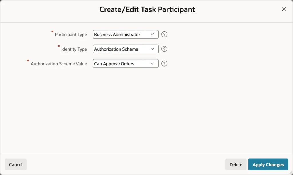 A potential owner defined by an authorization scheme in Oracle APEX