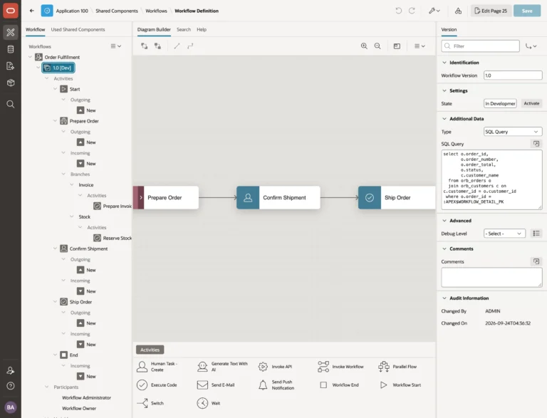 The Workflow Designer in Oracle APEX