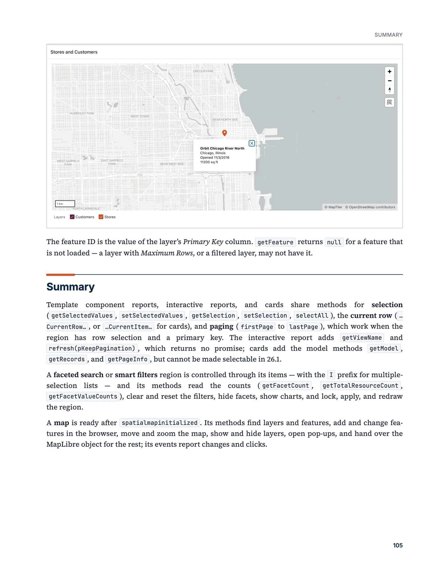 A recipe page of chapter 6 with a map of Chicago and a store's info window