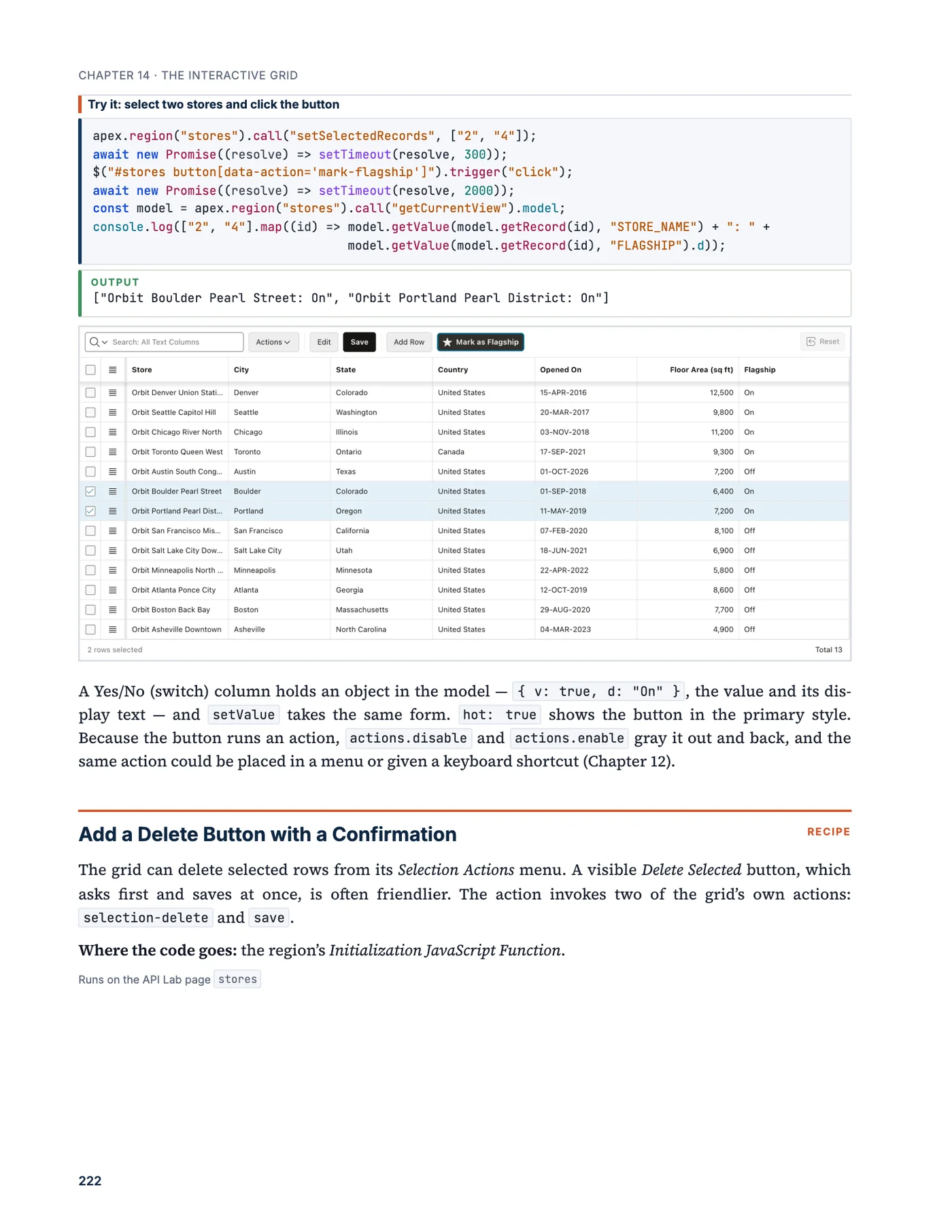 A recipe page of chapter 14 with the interactive grid and its new toolbar button