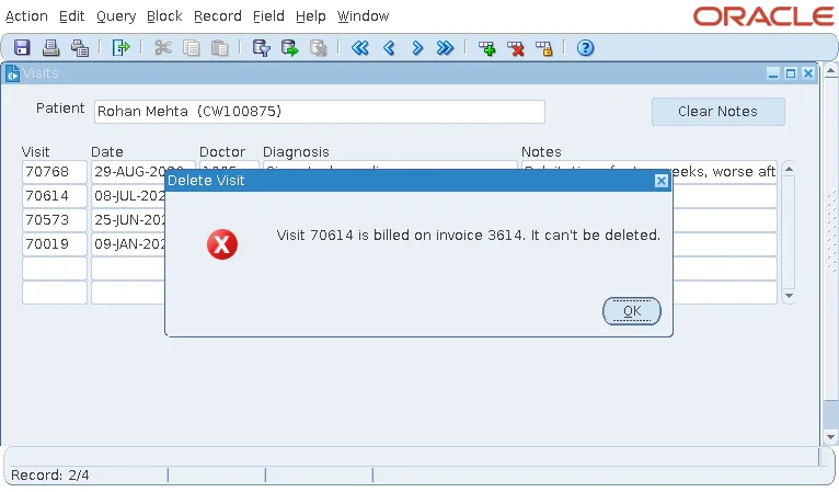 Oracle Forms stop alert with a message built at run time