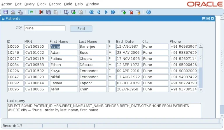 Oracle Forms search by city using SET_BLOCK_PROPERTY DEFAULT_WHERE and LAST_QUERY