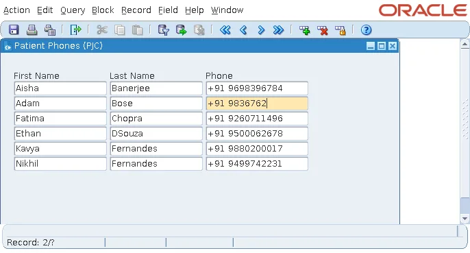 Oracle Forms pluggable Java component refusing letters and highlighting an incomplete phone number
