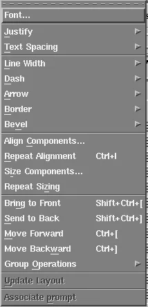 Layout menu of the Oracle Forms Layout Editor